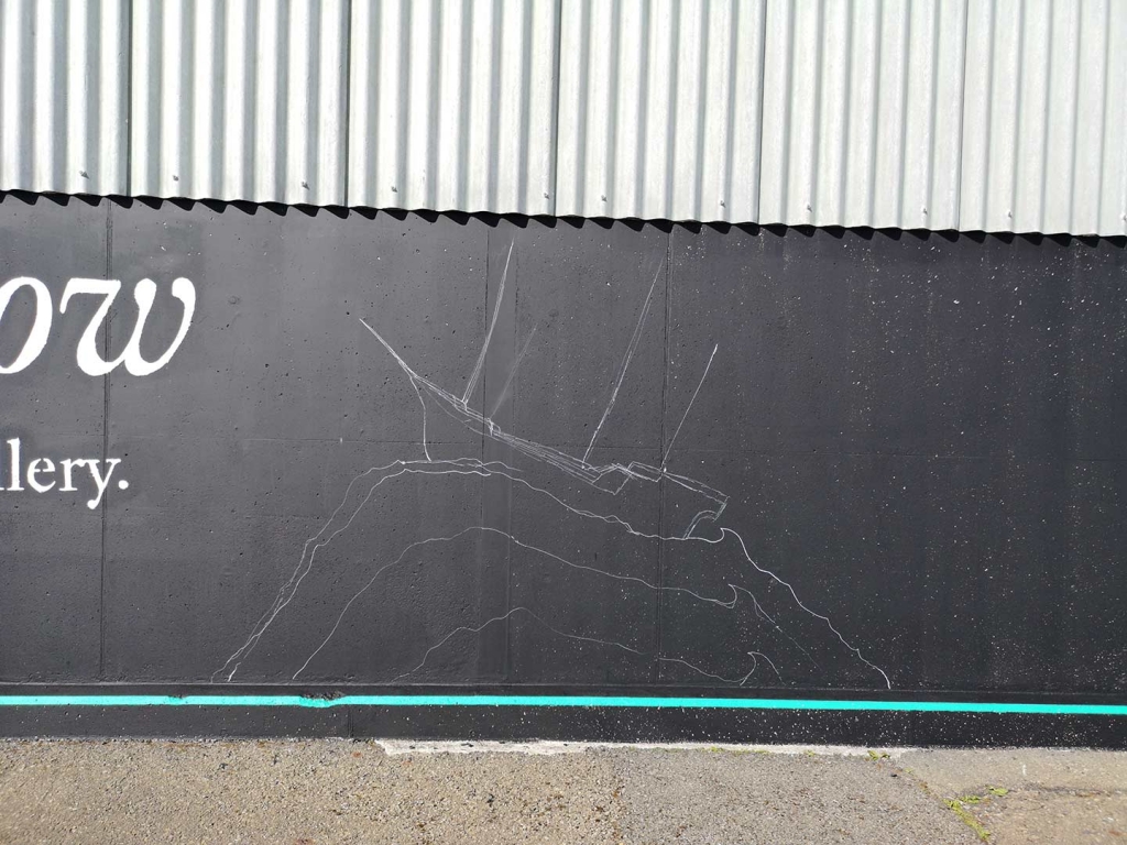 J. Gow Scottish rum distillery ship logo chalk outline