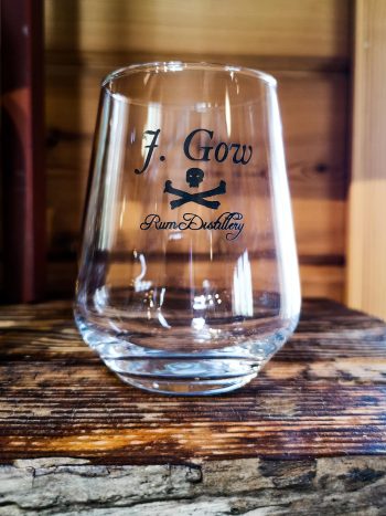 J gow rum distillery branded glass