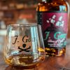 j gow rum logo glass
