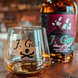 j gow rum logo glass