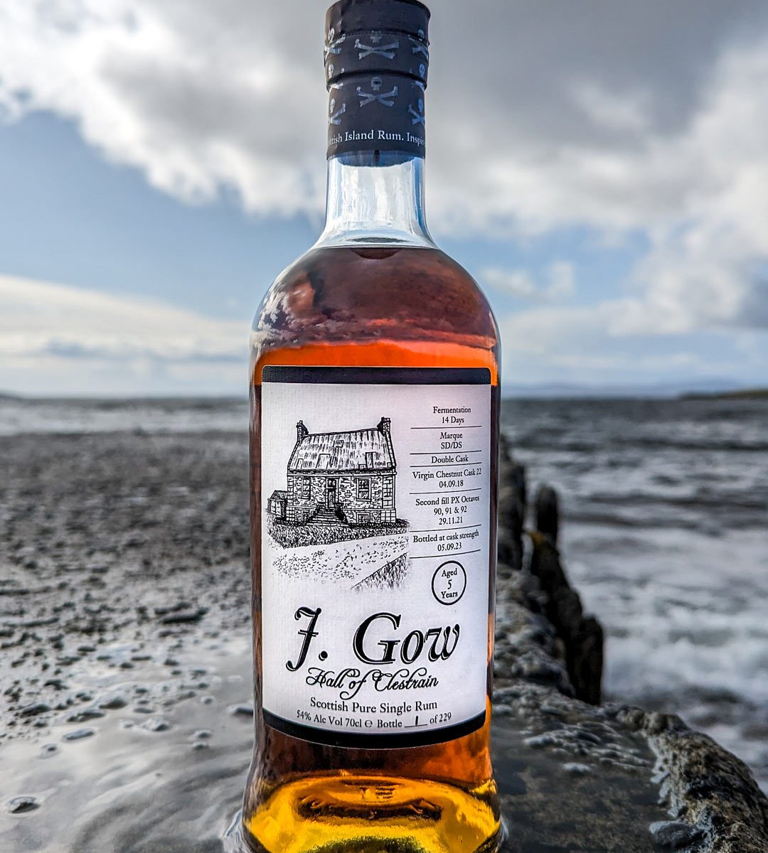 J gow hall of cestrain chestnut px cask aged 5 year old scottish rum